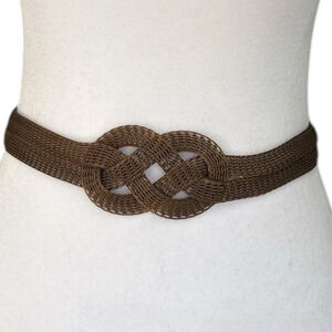 Vintage Sarah Cavender Metalworks Bronze Knot Belt w Hook & Chain Closure. 34”